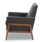 Baxton Studio Perris Dark Grey Upholstered Walnut Wood Lounge Chair 150-8742 - alternate 2